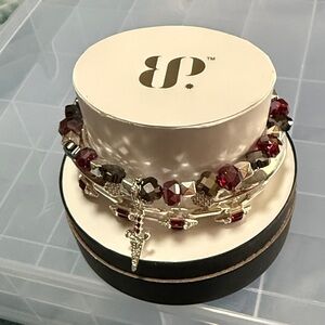 BP 2025 Halloween Stack. Born of Twilight.  Silver and Red Beaded Bracelet